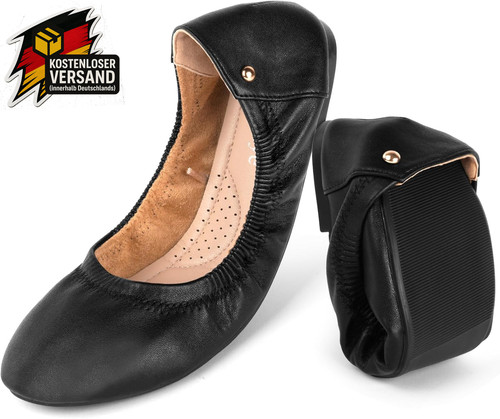 Damen ballerinas leder flache - leder,