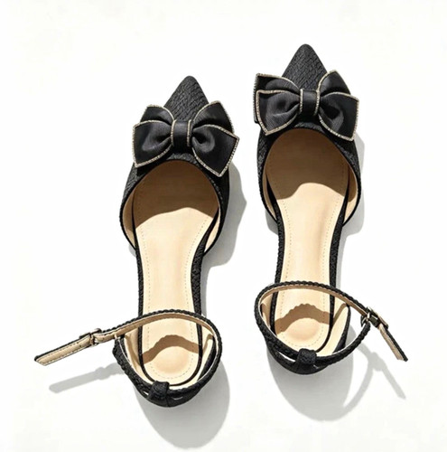 Black bow ballerinas - black,
